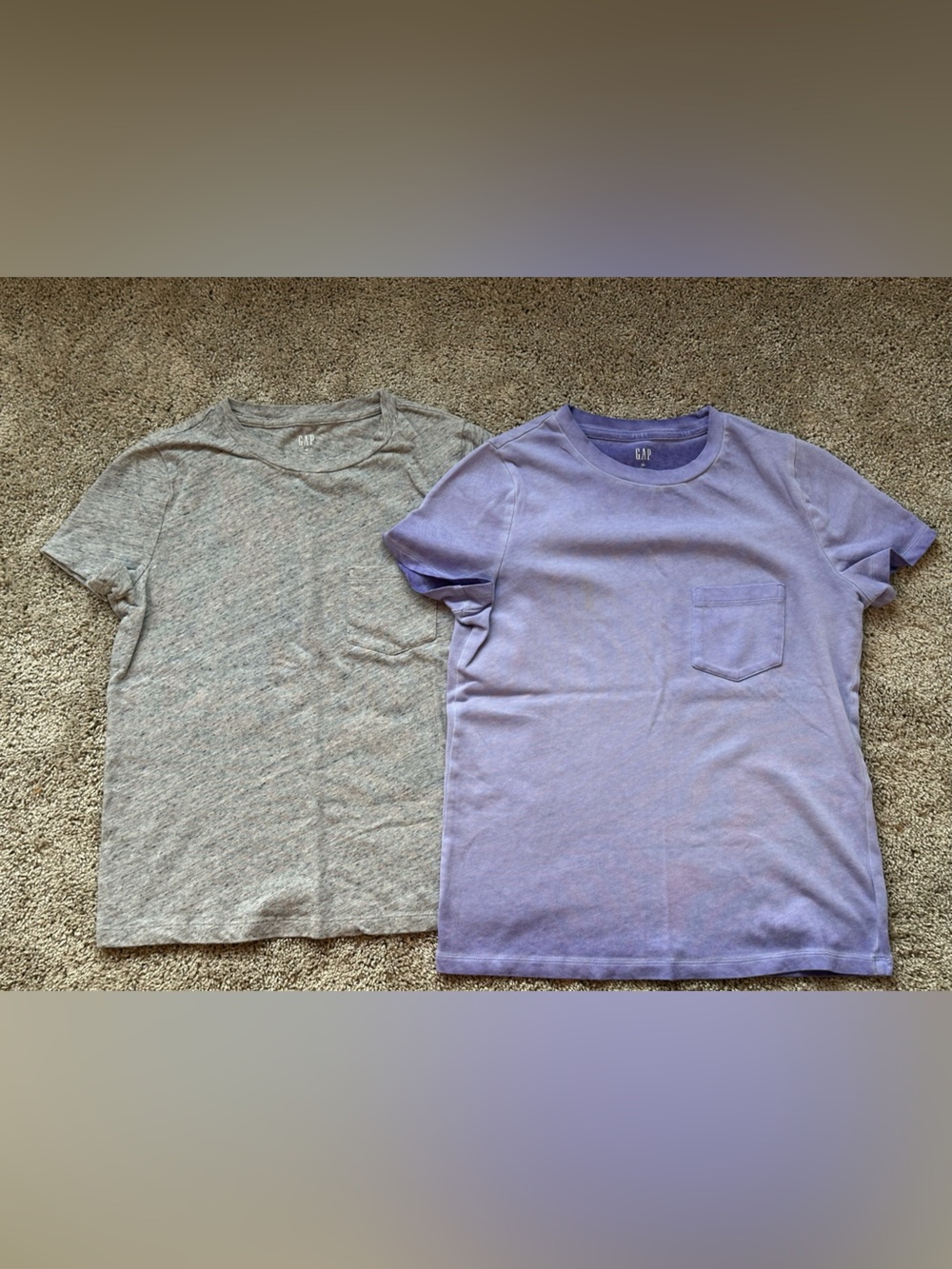 GAP Lavender Pocket Tee & Heather Gray Short Sleeve Duo
